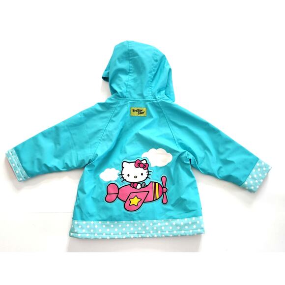 Western Chief Sanrio Hello Kitty in Flight Raincoat Turquoise & Pink | Girls 2T - Picture 4 of 11